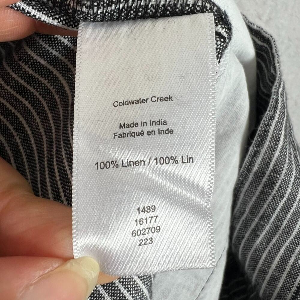 Coldwater Creek Women's Pants Size PL Linen Blue Striped Cropped Beachy Nautical - Picture 9 of 12